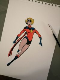 Gouache Albert Monteys Capitana Marvel