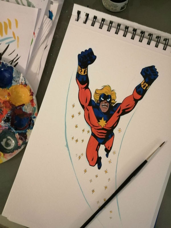 Gouache Albert Monteys Capitan Mar-Vell