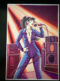 Dibujo Original de J. Giner, "Rock Hard 1977". Personaje