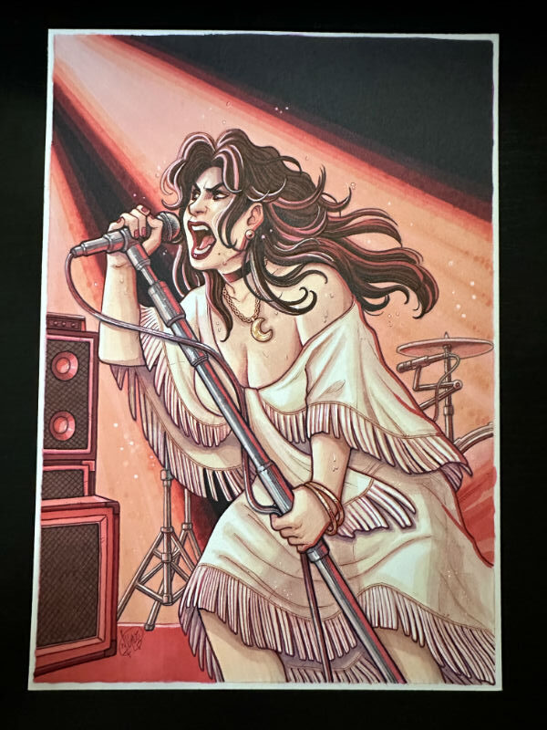 Dibujo Original de J. Giner, "Rock Hard 1977". Personaje