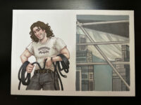 Dibujo Original de J. Giner, "Rock Hard 1977". Roadie y fondo