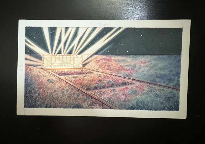 Dibujo Original de J. Giner, "Rock Hard 1977". Zona gran concierto tablero