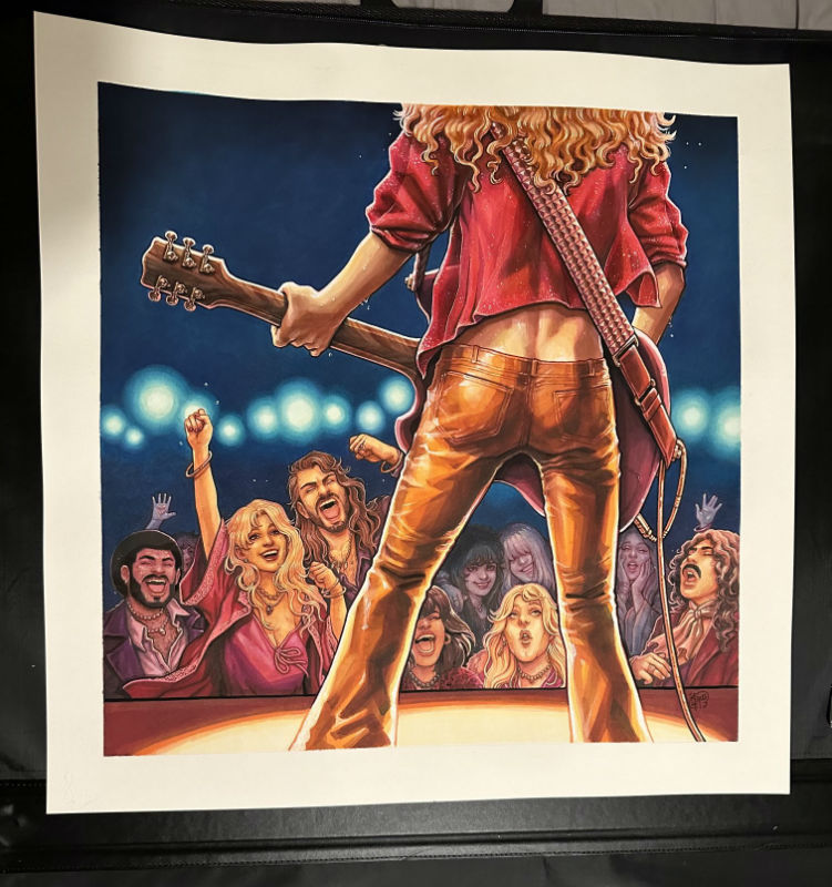 Dibujo Original de J. Giner, "Rock Hard 1977". Portada