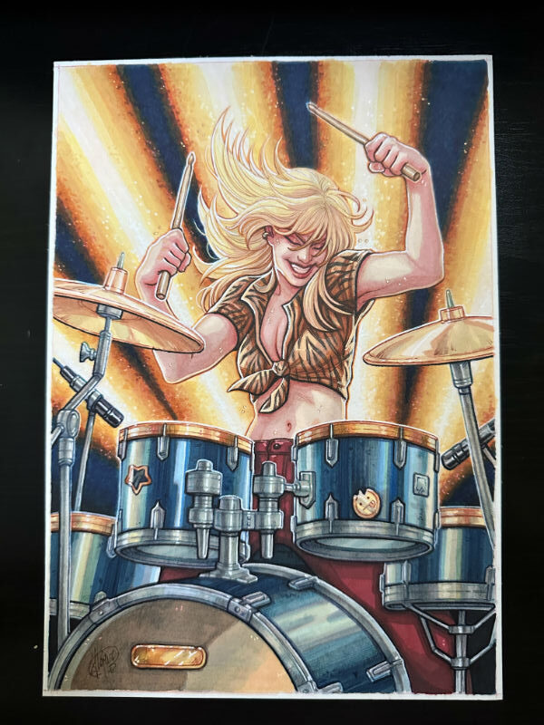 Dibujo Original de J. Giner, "Rock Hard 1977". Personaje