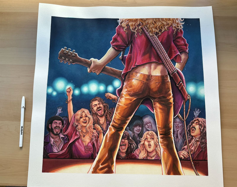 Dibujo Original de J. Giner, "Rock Hard 1977". Portada - Imagen 2