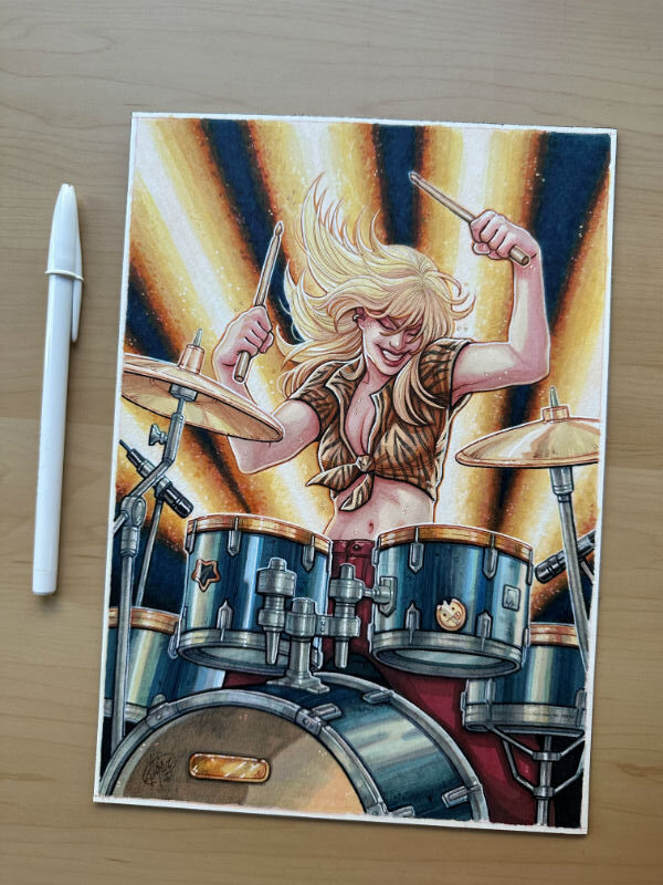 Dibujo Original de J. Giner, "Rock Hard 1977". Personaje - Imagen 2