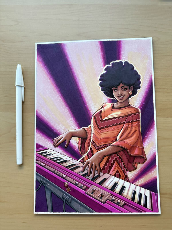 Dibujo Original de J. Giner, "Rock Hard 1977". Personaje - Imagen 2