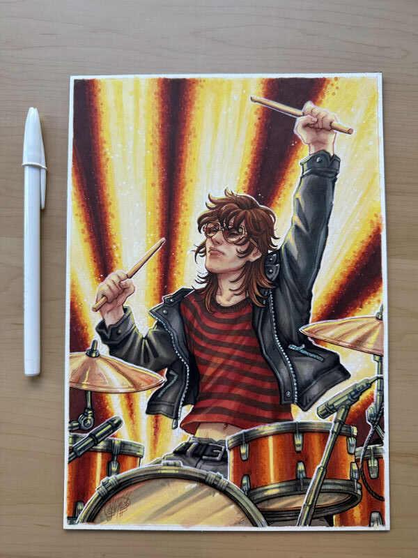 Dibujo Original de J. Giner, "Rock Hard 1977". Personaje - Imagen 2