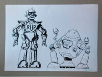 Dibujo Original de Albert Monteys, Robots