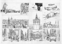 Lápices Originales de Agustín Ferrer, de su obra "Plan de huida".
