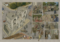 Dibujo original de Agustín Ferrer, de su obra "Plan de huida".