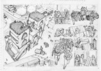 Lápices Originales de Agustín Ferrer, de su obra "Plan de huida".