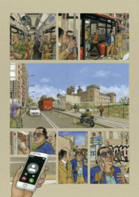 Dibujo original de Agustín Ferrer, de su obra "Plan de huida".