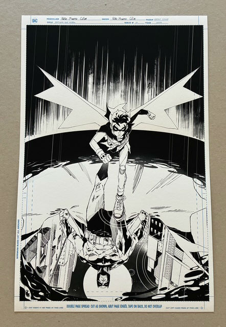 Batman and Robin #24 Variant Cover, Pablo Collar. Monoprint and Pencils