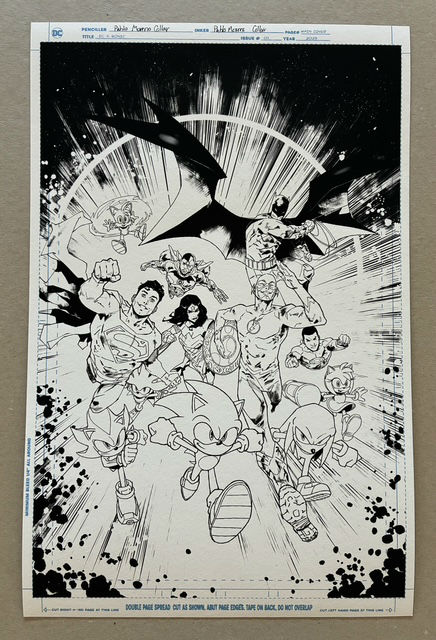 DC x SONIC #1 Cover, Pablo Collar. Monoprint and Pencils