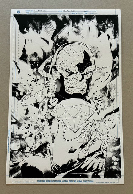DC x SONIC #2 Cover, Pablo Collar. Monoprint and Pencils