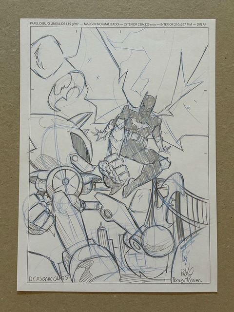 DC x SONIC #4 Cover, Pablo Collar. Monoprint and Pencils - Imagen 2